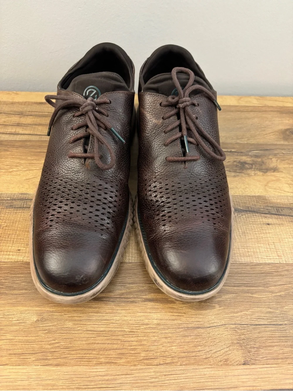 Cole Haan 2.ZEROGRAND Leather Laser Wingtip Oxfords Dark Brown Men's